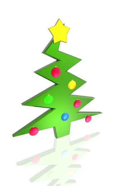 Karácsonyfa és díszek — Stock Fotó