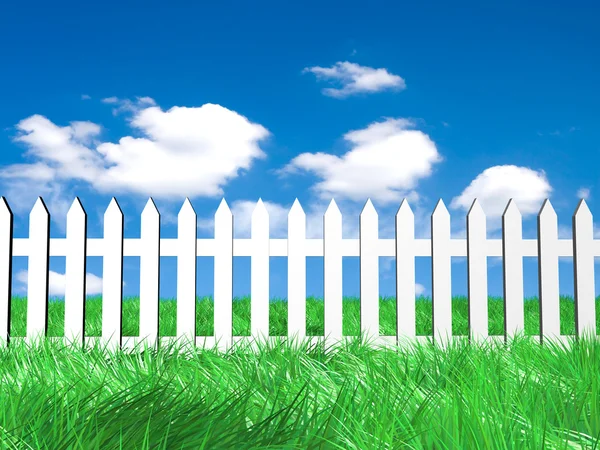 stock image Fresh green grass on blue sunny sky background