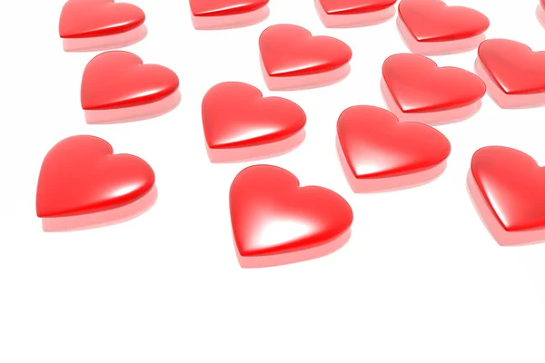 Červené srdce, které jsou izolovány v bílém pozadí — Stock fotografie