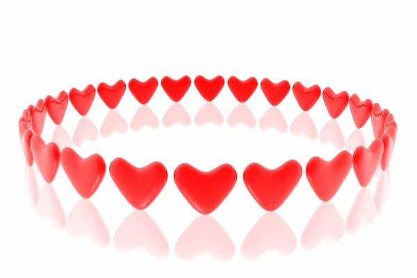 Rote Herzen isoliert auf weißem Hintergrund — Stockfoto