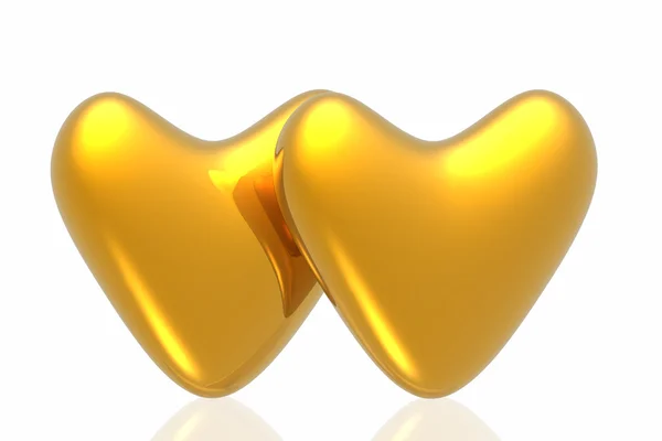 Corações dourados isolados em fundo branco — Fotografia de Stock