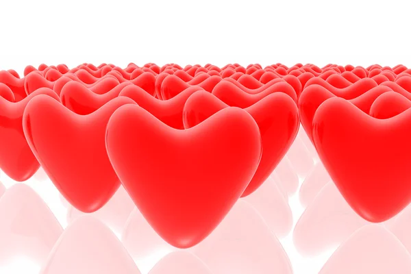 Röda hjärtan isolerade i vit bakgrund — Stockfoto
