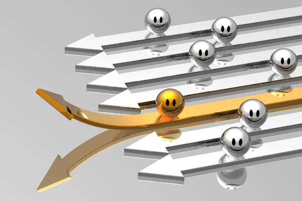 Success golden arrow with leadership — Stock Photo, Image