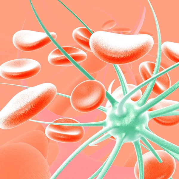 微生物と赤の血液細胞 — ストック写真