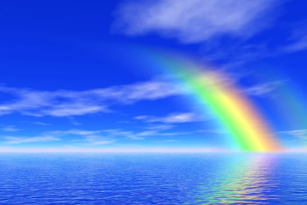 Regenboog in de zee — Stockfoto