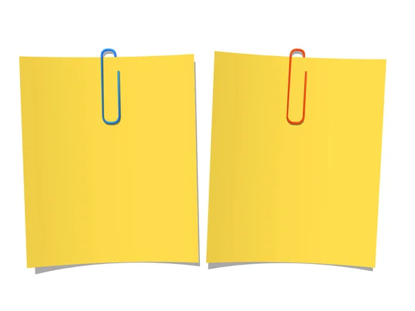 Żółty papier przypięte na białym tle — Zdjęcie stockowe