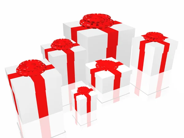 Geschenke in 3D auf weißem Hintergrund — Stockfoto