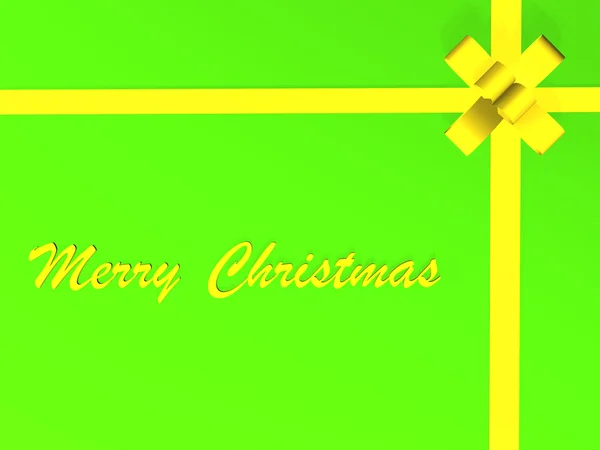 Yellow gift ribbon and bow isolated on green background — Stock Photo, Image