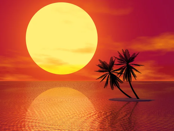 Röd solnedgång — Stockfoto