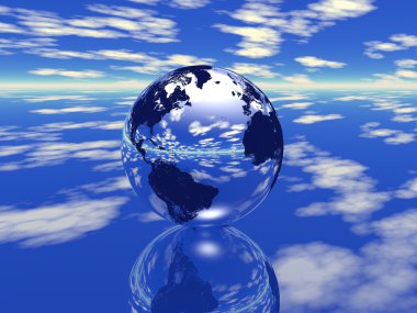 Globe in sky background clipart