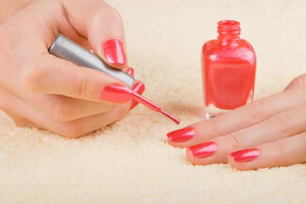 Care for beautiful woman nails — Stock Photo, Image