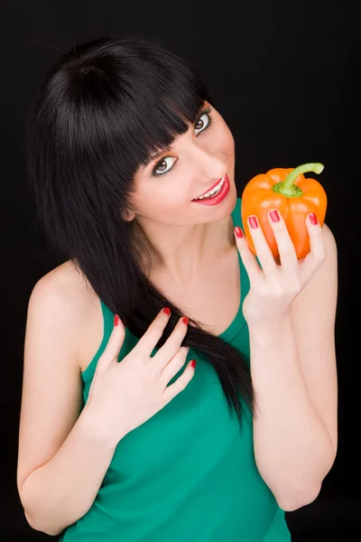 Cute girl with pepper — Stock Photo, Image