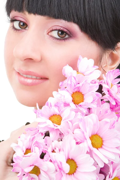 Young woman with flowers — Stock Photo, Image