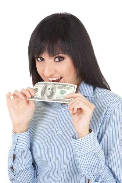 Junge Geschäftsfrau mit Geld — Stockfoto