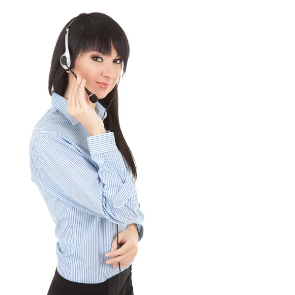 Podnikání žena operátor v sluchátka — Stock fotografie