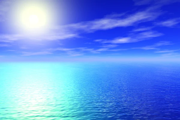 Mare azzurro e cielo soleggiato sfondo — Foto Stock