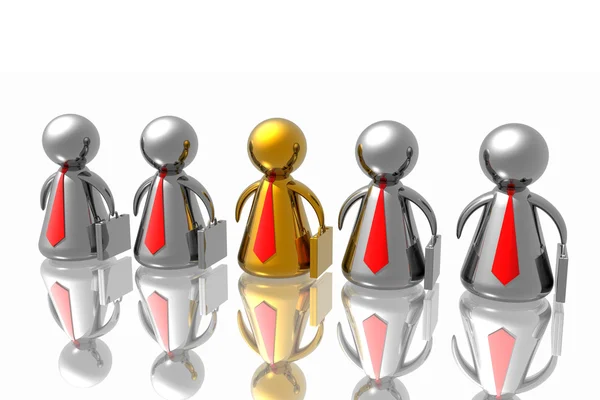 Líder e equipe de negócios isolados em fundo branco — Fotografia de Stock