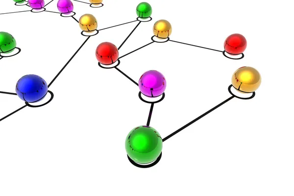 Connexions réseau 3d isolées en fond blanc — Photo