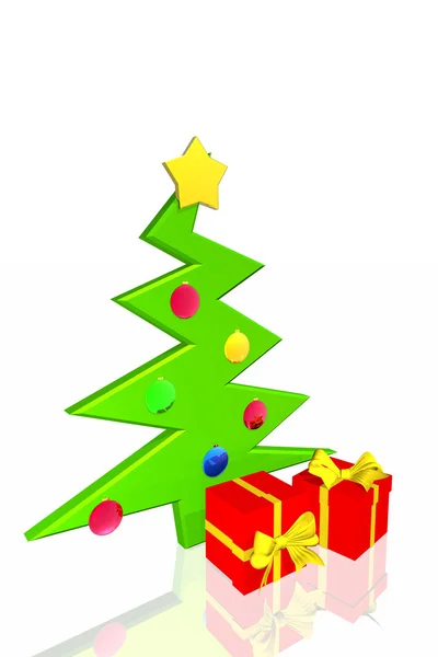 Árbol de Navidad y decoraciones — Foto de Stock