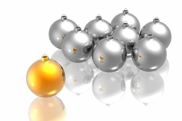Unikatowy złoty świątecznych dekoracji na białym tle — Zdjęcie stockowe