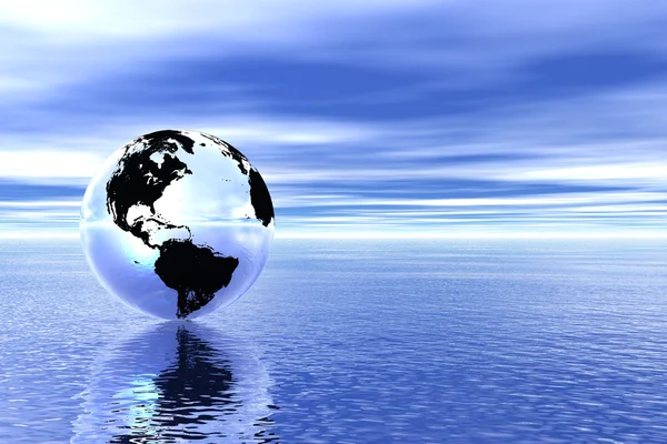 Globe in Oceaan — Stockfoto