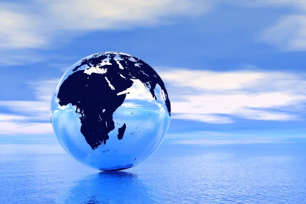 Globe in Oceaan, Europa weergave — Stockfoto