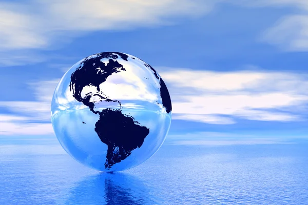 Globe in Oceaan, usa weergave — Stockfoto