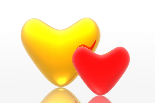 Rode en gouden hart — Stockfoto