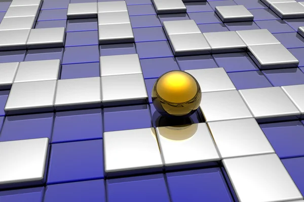 Esfera dourada no labirinto — Fotografia de Stock