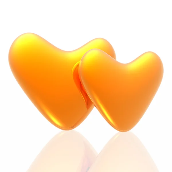 Golden hearts isolated in white background — Stock Photo, Image
