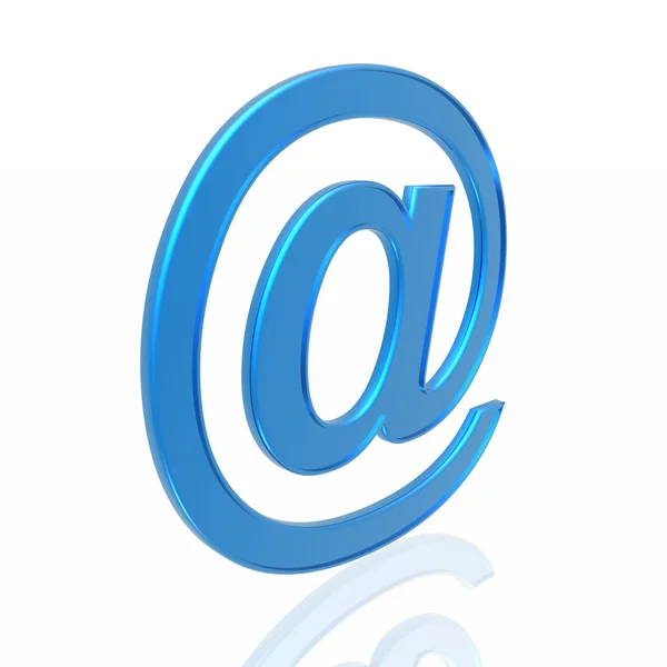 Blauwe e-symbool geïsoleerd op witte achtergrond — Stockfoto
