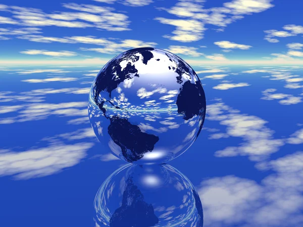 Globe in sky background — Stock Photo, Image