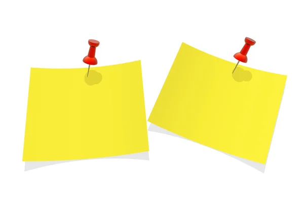 Žlutý papír připnutý na bílém pozadí — Stock fotografie