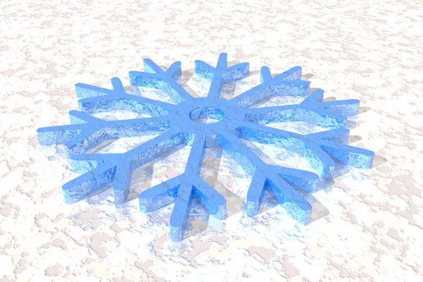 Snowflake lying on ice — Stock Photo, Image