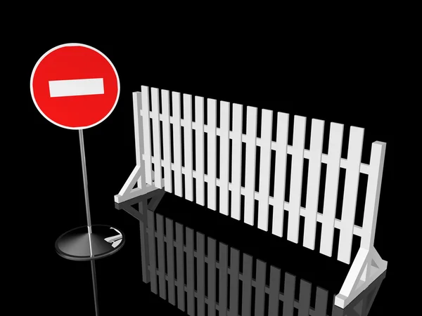 Traffic fence with sign stop — Stock Photo, Image