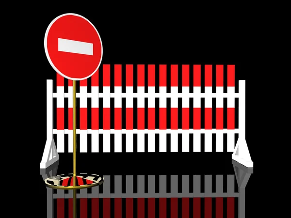 Дорожный забор с указателем стоп — стоковое фото