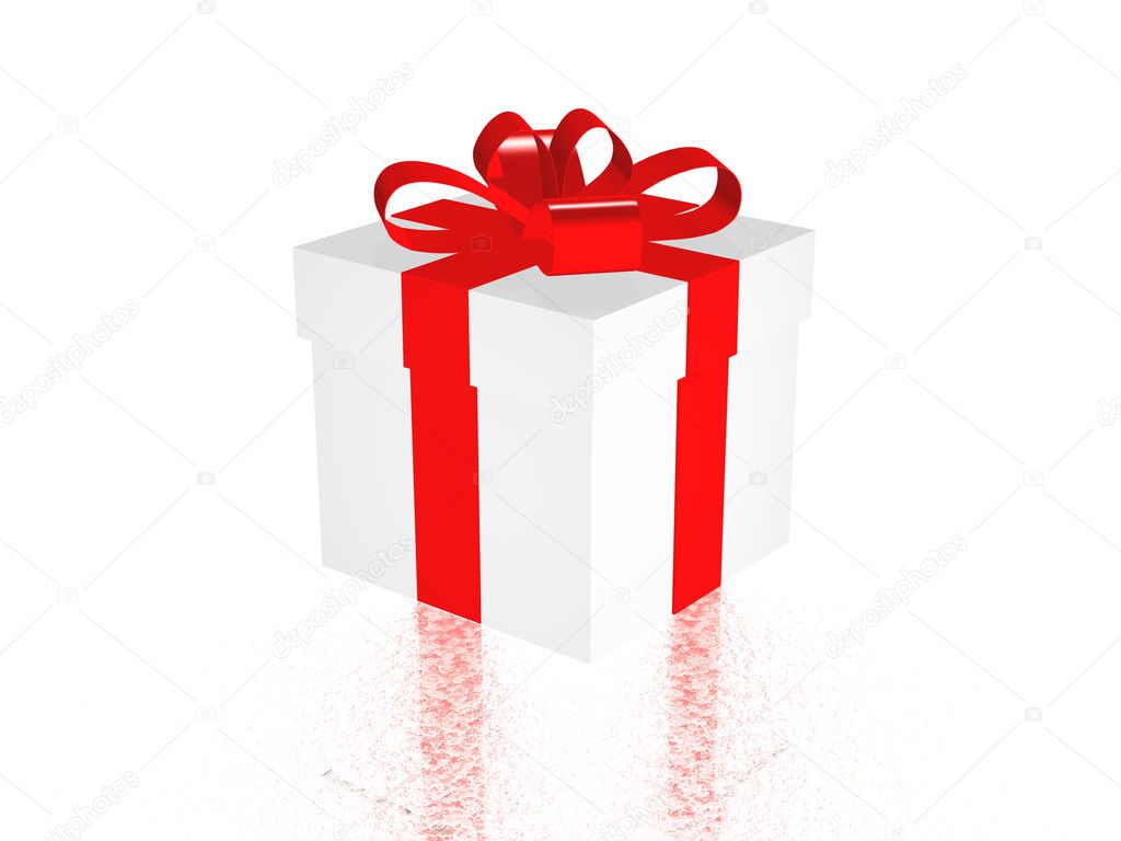 Gift in 3d over a white background