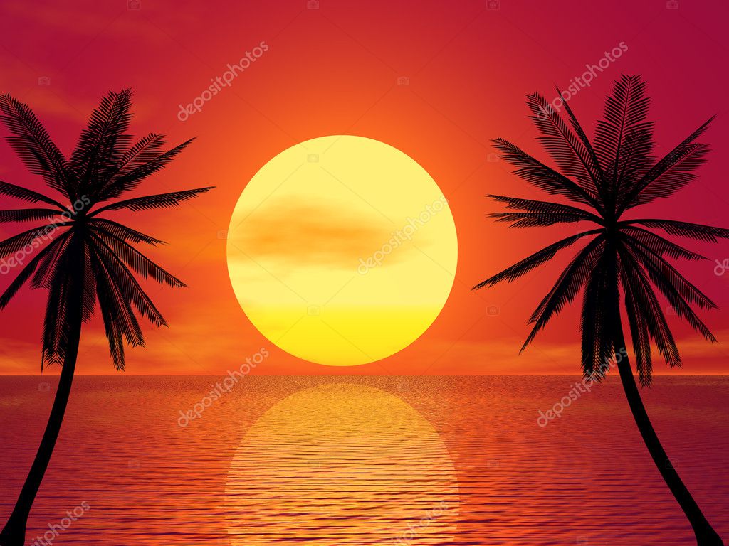 Puesta De Sol Roja Fotografía De Stock © Suravid 9869349 Depositphotos 