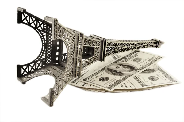Eiffel Tower in Paris and money — Stock Photo, Image
