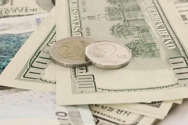 Dólares en euros y dinero checo Imágenes De Stock Sin Royalties Gratis