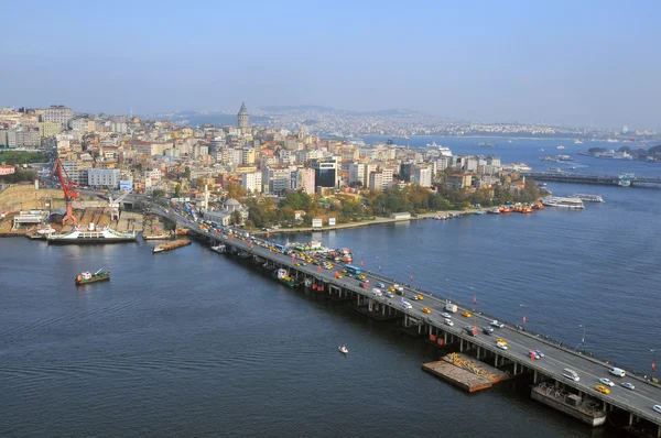 Aerial view of Golden Horn, the Atatürk Bridge. Istanbul, Turkey — 图库照片