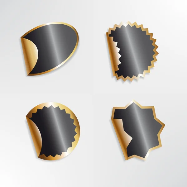 stock vector Empty black and gold stickers