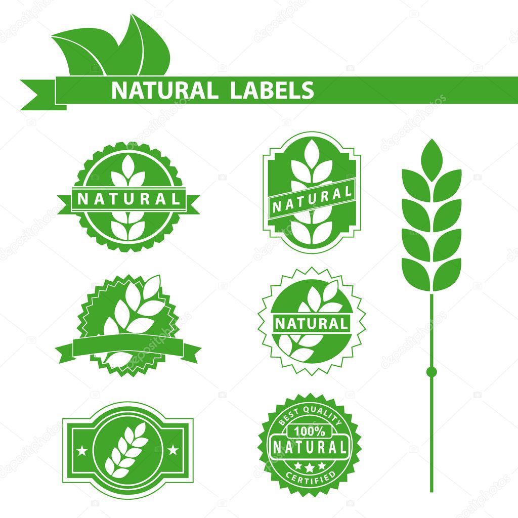 Natural green labels set