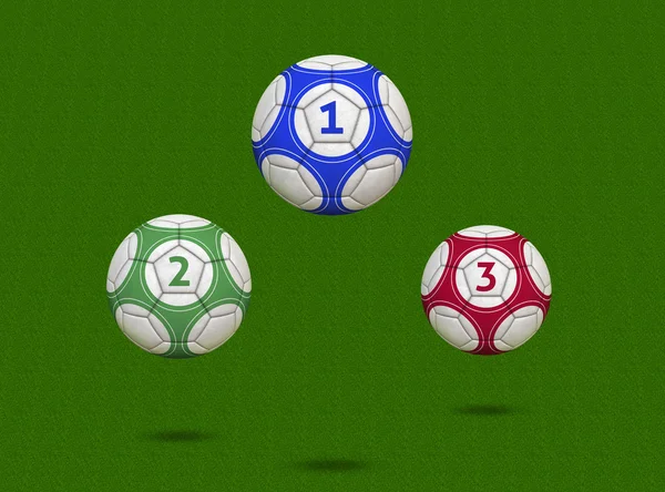 Campionato di palloni da calcio su campo verde — Foto Stock