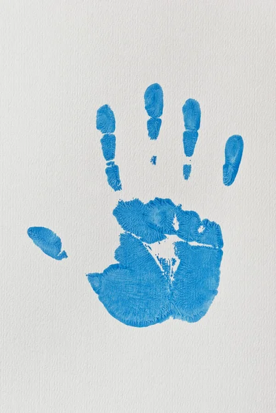 青い手印刷 — ストック写真