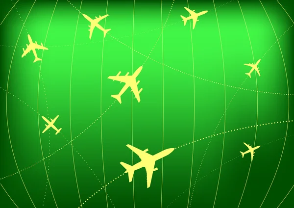 Airplane Routes Radar — Stock Vector