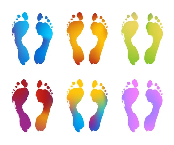 Farbverlauf-Fußabdrücke — Stockvektor