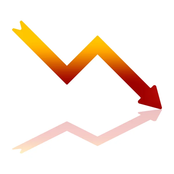 Seta de declínio vermelho gradiente — Vetor de Stock