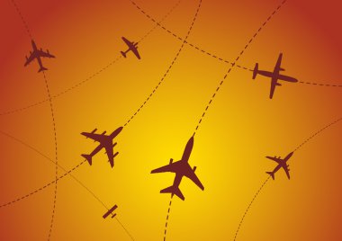 Airplane Routes at Sunset clipart