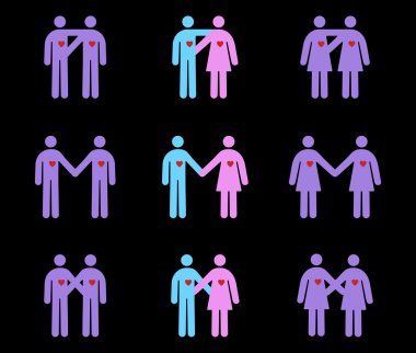 Diverse Couples Pictograms clipart